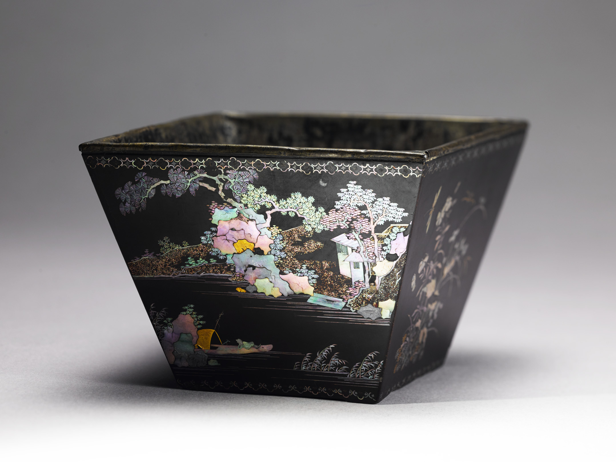 唐木嵌螺鈿花鳥文棚 清時代