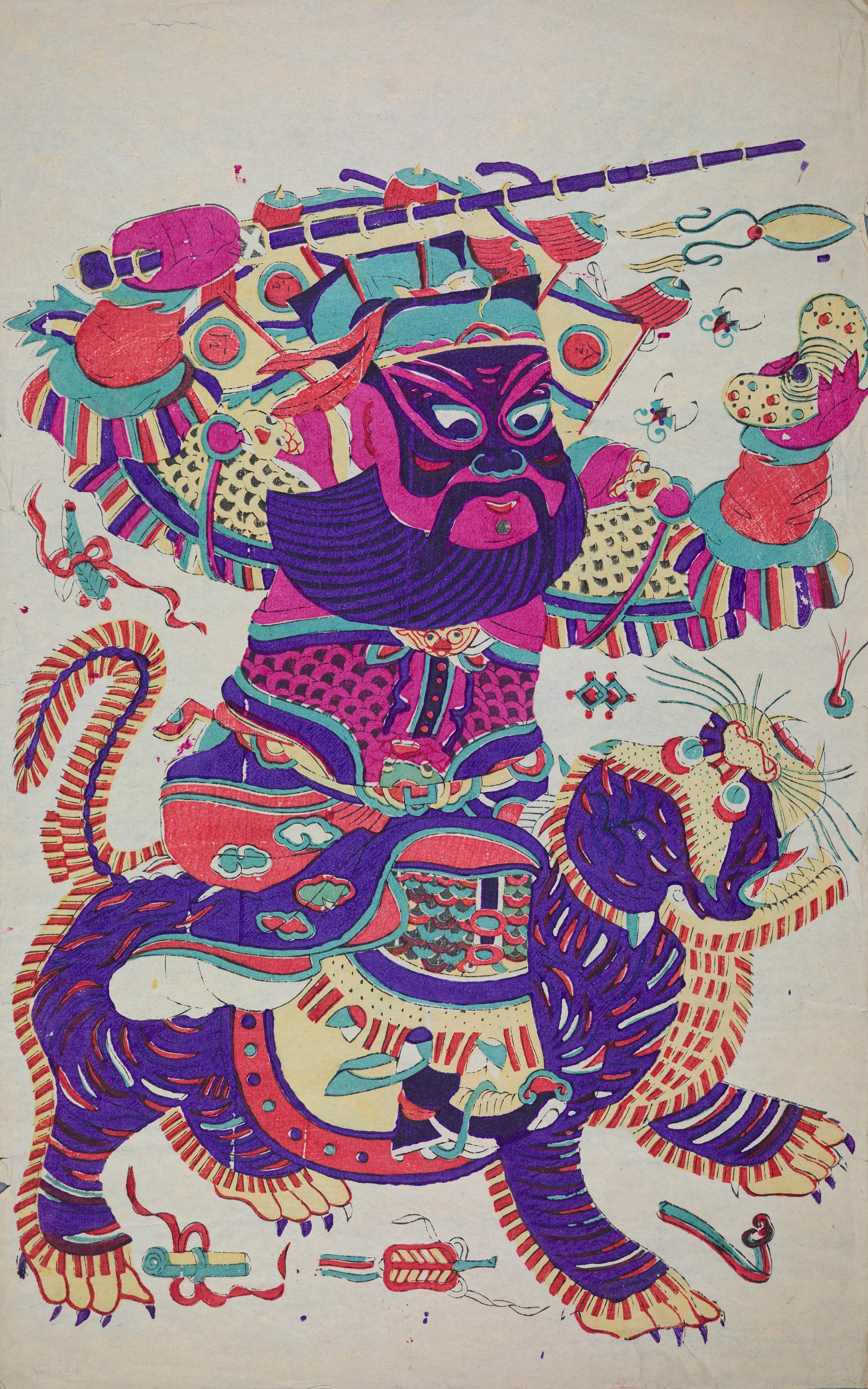 コレクター保管 美品擬蘇州桃花塢天津楊柳青山東濰坊中國年畫門複製畫